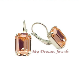 Oorbellen met Vintage Swarovski Octagon Light Peach