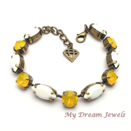Armband " Chalkwhite & Yellow Opal " met Swarovski crystal