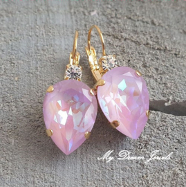 Oorbellen Druppel met Swarovski Helder Crystal & Lavender Delite