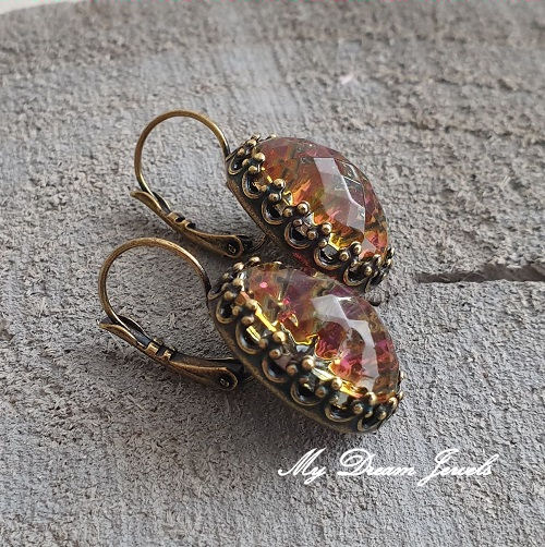 Oorbellen Crown "Vintage Crystal Rainbow Star"