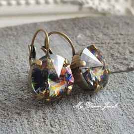 Oorbellen Rivoli met Swarovski Crystal Peacock Eye