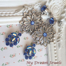 Vintage Stijl Filigree Oorstekers met Swarovski Sapphire