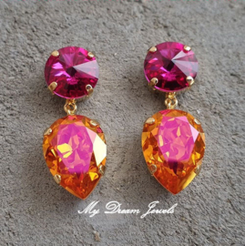 Oorstekers met Swarovski Crystal Hot Pink  Astral