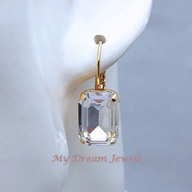 Oorbellen met Vintage Swarovski Octagon Crystal