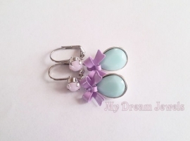 Oorhangers  Violet Romance met Swarovski Rose en Mint Alabaster