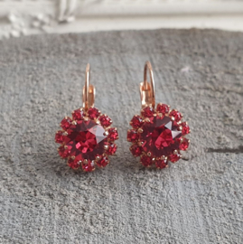 Oorbellen met Swarovski Indian Pink