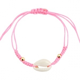 Armband met schelp Neon Roze