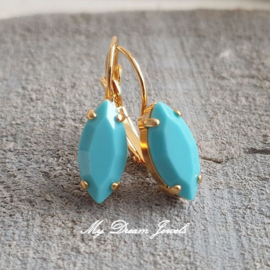 Oorbellen Swarovski Vintage  Navette Turquoise