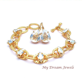 Schakelarmband "Gold & Moonlight "met Swarovski