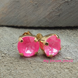 Oorbellen/ Steker Alison met Swarovski Crystal Electric Pink