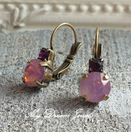 Oorbellen Fem met Swarovski Crystal "Amethyst & White Opal Antique Pink "