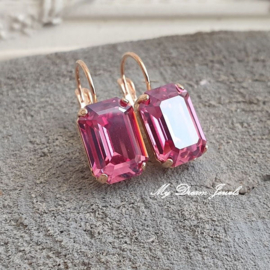 Oorbellen Emma met Swarovski Octagon " Rose Diamond"