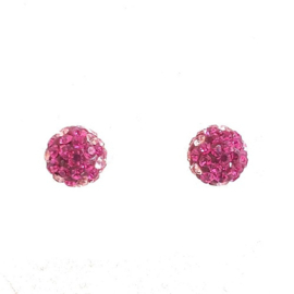 Sterling Silver 925 Oorstekers ball met Swarovski crystal Pink