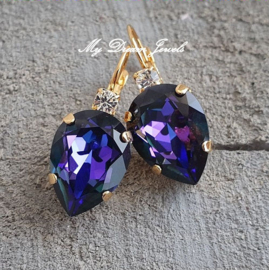 Oorbellen Druppel met Swarovski Helder Crystal & Crystal Heliotrope