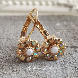 Oorbellen met Vintage Swarovski Flower Crystal AB