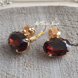 Oorbellen Elisa met Swarovski  "Crystal Golden Shine & Mocca"