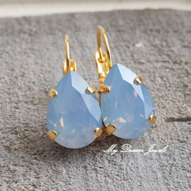 Oorbellen Belle met Swarovski Druppel "Air Blue Opal"