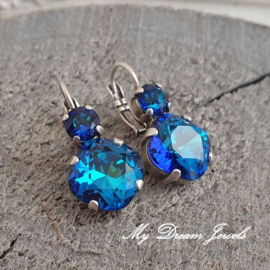 Oorbellen Square met Swarovski Crystal Bermuda Blue