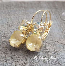 Oorbellen Lara met Swarovski  " Shine Soft Yellow "