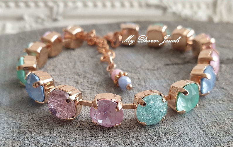 Armband Alison "Pastel Crushed Ice" met o.a. Swarovski Crystal