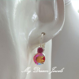 Oorbellen Fem met Swarovski "Rose & Crystal Coral Glow "
