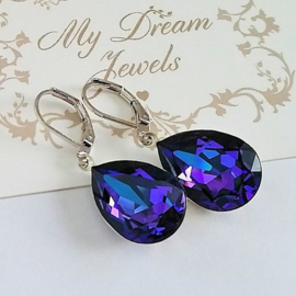 Oorhangers Swarovski Druppel Cr Heliotrope Exclusive  18x13mm