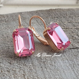 Oorbellen Emma met Swarovski Octagon " Rose Diamond"