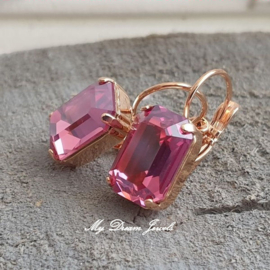 Oorbellen Emma met Swarovski Octagon " Rose Diamond"