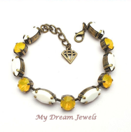 Armband met Swarovski crystal Chalkwhite & Yellow Opal