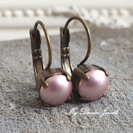 Oorbellen Alison met Swarovski Parel Powder Rose