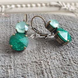 Oorbellen Crystal Mint & Crushed Emerald met o.a. Swarovski Crystal