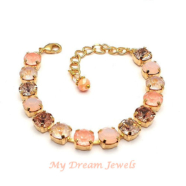 Armband Alison "Blush Peach"met Swarovski Maat M