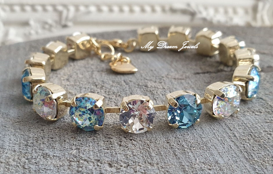 Armband Alison "Twinkle Aqua Patina" met  Swarovski Crystal