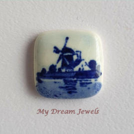 Vintage Cabochon Delfts Blauw Molen  ( 15mm )  Limited