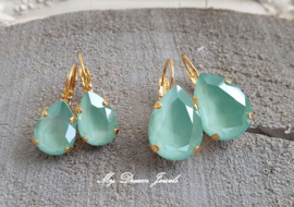 Oorbellen Sofia met Swarovski Druppel 18x13mm" Crystal Mint Green"