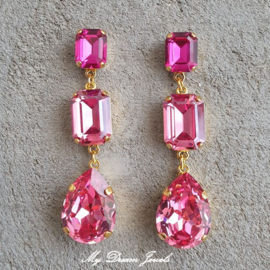 Oorstekers  met Swarovski Crystal "Glamour Pink"