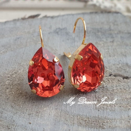 Oorbellen Sofia met Swarovski Druppel" Padparadscha "