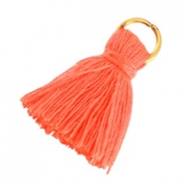 Kwastje Mini met ring Fluor Peach