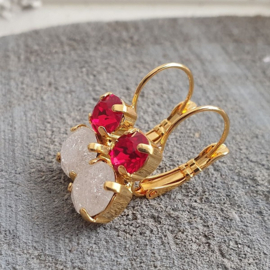 Oorbellen Lara " Red Crystal Ice " met o.a. Swarovski Crystal