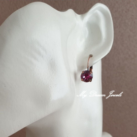 Oorbellen Alison met Swarovski " Dark Rose "