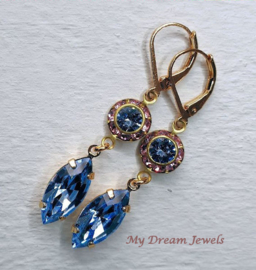 Oorhangers Vintage Swarovski Light Rose/Lt Sapphire