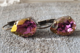 Oorbellen Belle met Swarovski Druppel "Crystal Lilac Shadow "