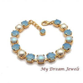 Romantische Armband Pearl Blue Opal met Swarovski  Crystal