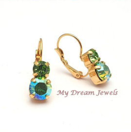 Oorbellen Lara met Swarovski  "Summer Green"