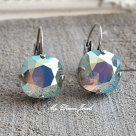 Oorbellen Square met Swarovski Pacific Opal AB