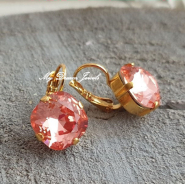 Oorbellen Square met Swarovski Rose Peach