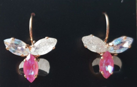 Oorbellen " Crystal Pink Delite " met o.a, Swarovski Crystal