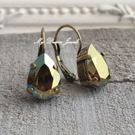 Oorbellen Belle met Swarovski Druppel "Crystal Iridescent Green"