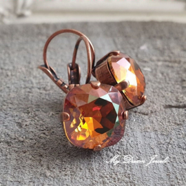 Oorbellen Square met Swarovski Crystal Copper