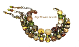 Armband Golden Brown Leaves met Swarovski Crystal